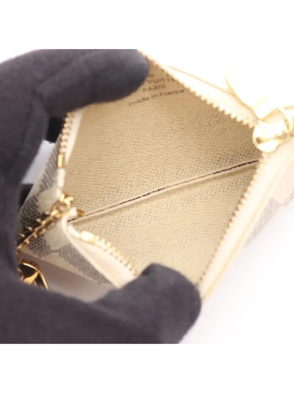 Louis Vuitton Coin Purse Pochette Cles Damier Azur Key Ring Included